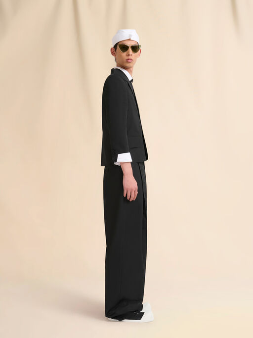 Pale peach poplin trousers with maxi pleats - Pants