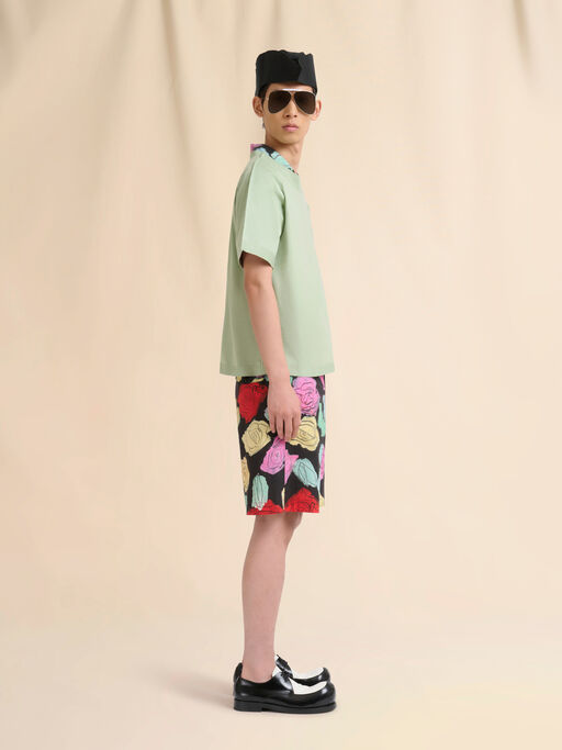 Black poplin shorts with Orion print - Pants