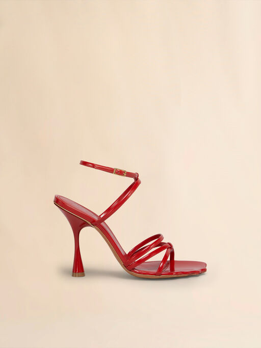 Red leather Moonlight sandal with ankle strap - Sandals