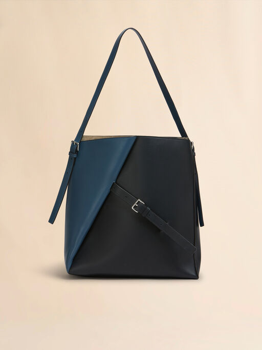 Deep blue and black leather Reverse hobo bag - Shoulder Bags