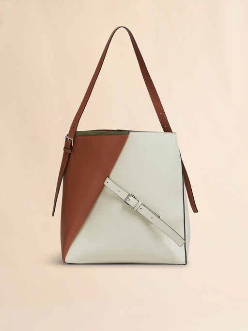 Brown and white leather Reverse hobo bag - Shoulder Bags
