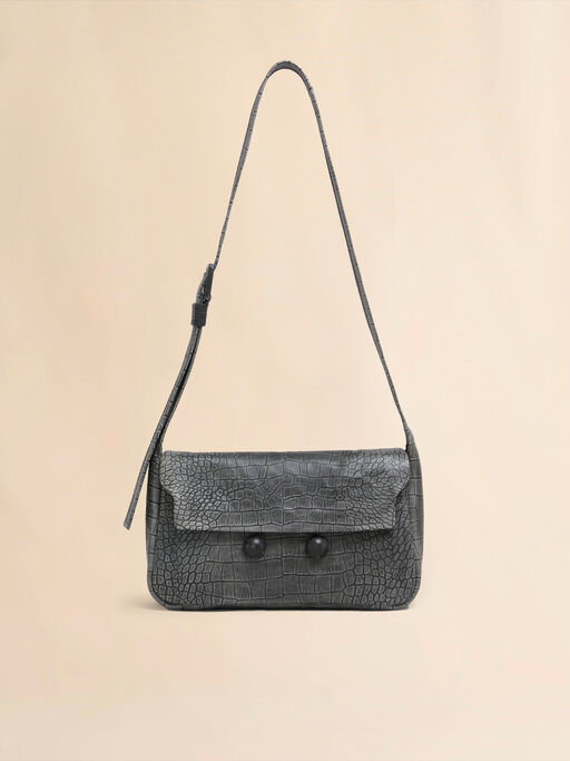 Black crocodile print leather medium Trunkaroo handbag - Shoulder Bags