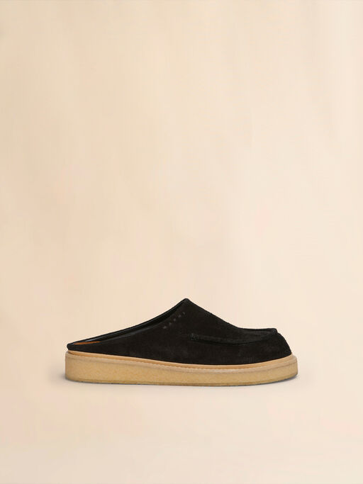 Black suede sabot with para rubber sole - Clogs