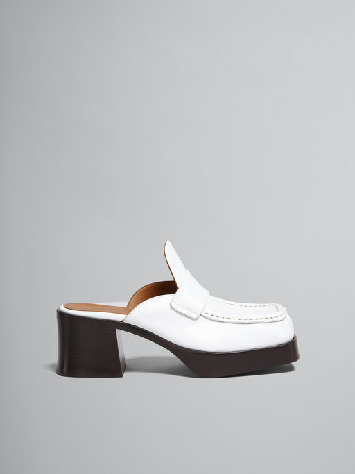 White leather heeled mule - Pumps
