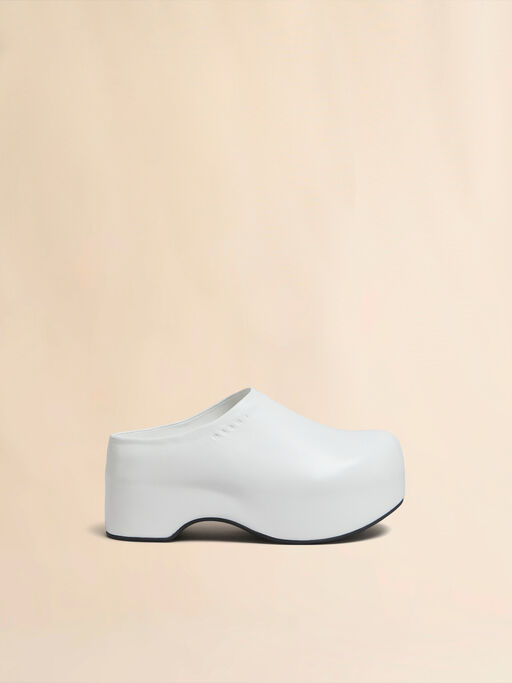 White leather chunky clog sabot - Sandals