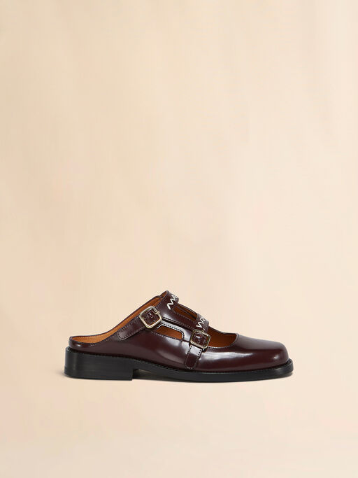 Burgundy leather Bambi 3.0 loafer with double buckle - Sandals