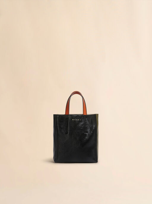 MUSEO SOFT mini bag in black and green leather - Shopping Bags