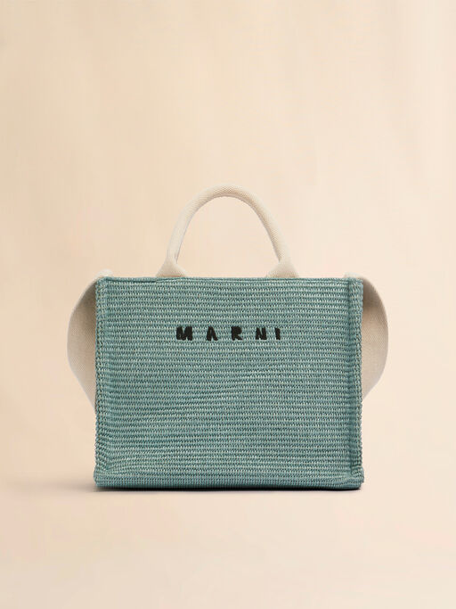 Green-coloured raffia-effect Small Tote Bag - Shopping Bags