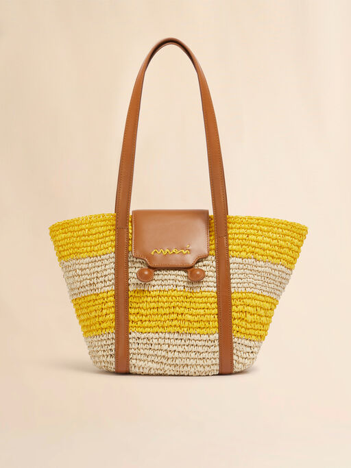Small yellow stripe raffia-effect Trunkaroo beach bag - Shopping Bags