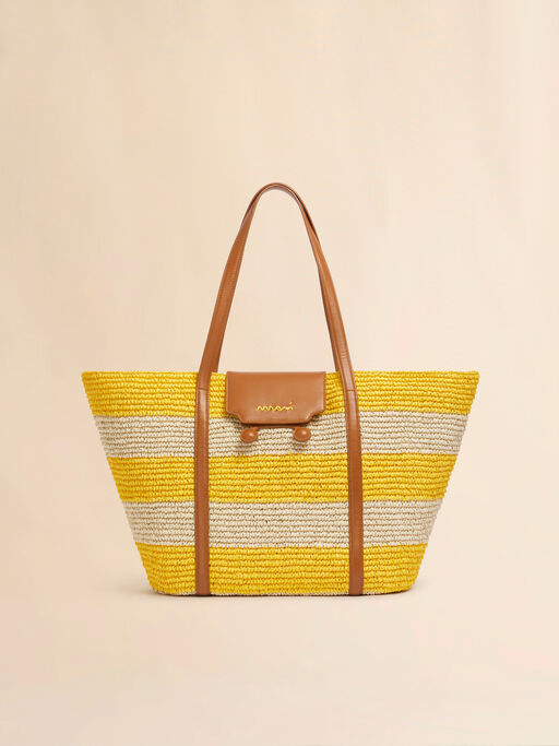 Medium yellow stripe raffia-effect Trunkaroo beach bag - Shopping Bags