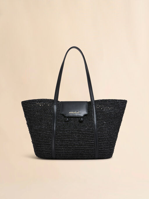 Medium black raffia-effect Trunkaroo beach bag - Shopping Bags