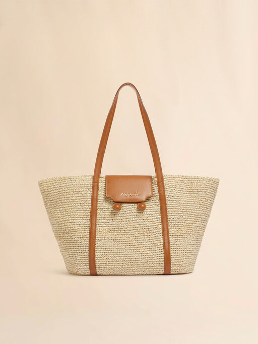 Medium natural raffia-effect Trunkaroo beach bag - Shopping Bags