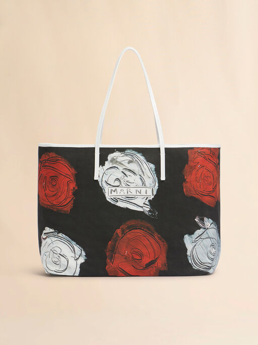 Black white and red reversible Janus shopping bag with Mercury print - Shopping Bags