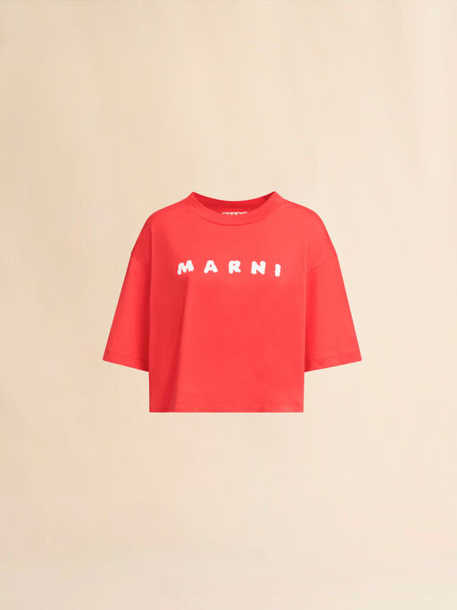 Red boxy T-shirt with Marni Scribbled logo - T-shirts